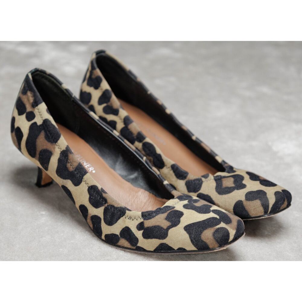 Donald J. Pliner Leopard Print Tan and Black Kitten Heel Pumps
